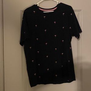 Navy t shirt with pink flamingos